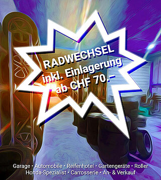 Plakat zum Angebot für Radwechsel und Einlagerung